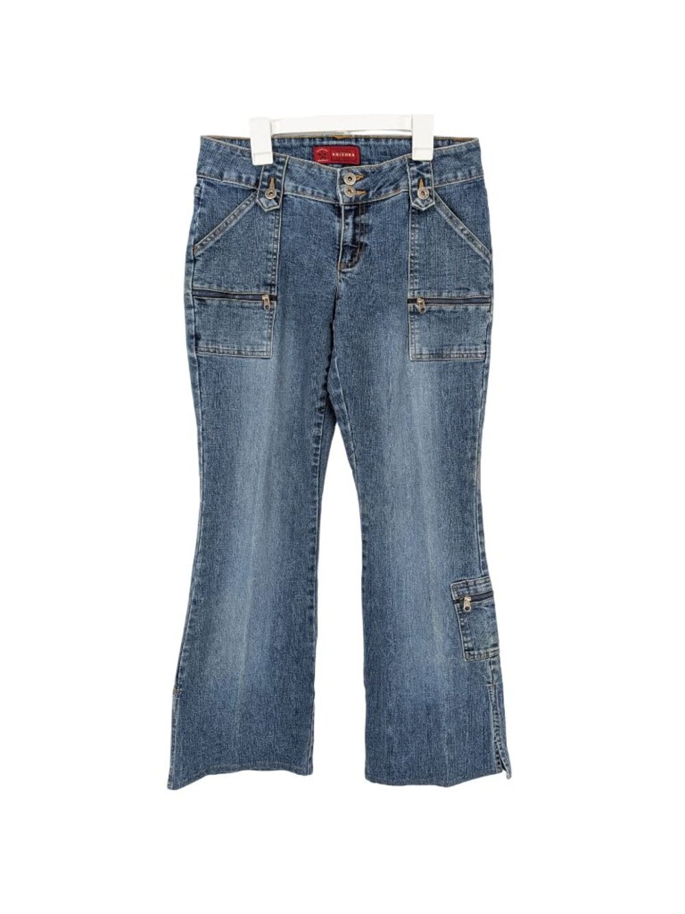 Vintage Arizona Flare Cargo Jeans Y2K Low Rise Boho Denim Indie Sleaze Casual 9